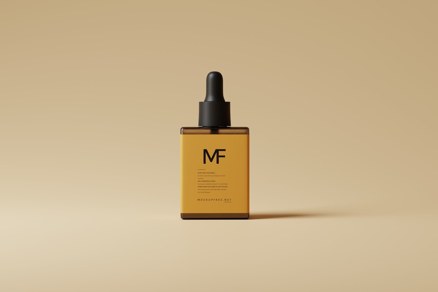 Matte dropper serum bottle in studio light